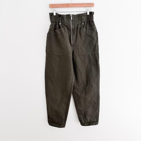 Banana Republic Olive Green Tapered Leg Utility Pant With Paperbag Waist - Picture 7 of 7